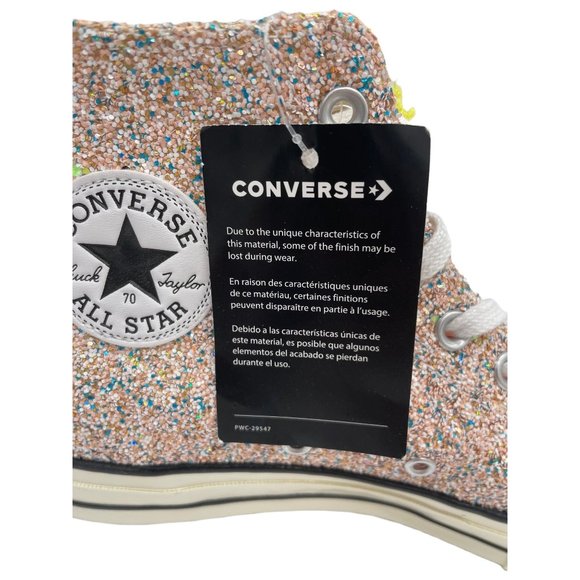 NWOB Converse Chuck Taylor All Star 70s Hi JW Anderson PINK Glitter Women US 12 - Picture 6 of 8